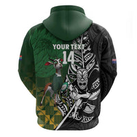 New Zealand and South Africa Rugby Custom Hoodie Maori Tiki Fern Springboks Kente Pattern - Polynesian Pride