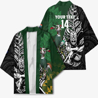 New Zealand and South Africa Rugby Custom Kimono Maori Tiki Fern Springboks Kente Pattern - Polynesian Pride