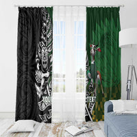 New Zealand and South Africa Rugby Custom Window Curtain Maori Tiki Fern Springboks Kente Pattern - Polynesian Pride