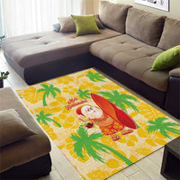Aloha Hawaii Christmas Area Rug Mele Kalikimaka Funny Santa Palaka Quilt Motifs - Polynesian Pride