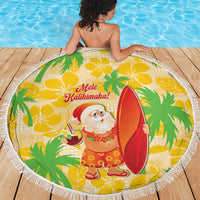 Aloha Hawaii Christmas Beach Blanket Mele Kalikimaka Funny Santa Palaka Quilt Motifs - Polynesian Pride