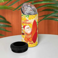 Aloha Hawaii Christmas 4 in 1 Can Cooler Tumbler Mele Kalikimaka Funny Santa Palaka Quilt Motifs - Polynesian Pride