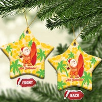 Aloha Hawaii Christmas Ceramic Ornament Mele Kalikimaka Funny Santa Palaka Quilt Motifs - Polynesian Pride