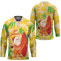 Aloha Hawaii Christmas Hockey Jersey Mele Kalikimaka Funny Santa Palaka Quilt Motifs - Polynesian Pride