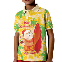 Aloha Hawaii Christmas Kid Polo Shirt Mele Kalikimaka Funny Santa Palaka Quilt Motifs - Polynesian Pride
