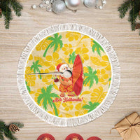 Aloha Hawaii Christmas Tree Skirt Mele Kalikimaka Funny Santa Palaka Quilt Motifs - Polynesian Pride