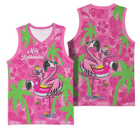 Aloha Hawaii Christmas Basketball Jersey Mele Kalikimaka Chill Flamingo Palaka Quilt Motifs - Polynesian Pride