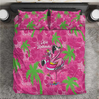 Aloha Hawaii Christmas Bedding Set Mele Kalikimaka Chill Flamingo Palaka Quilt Motifs - Polynesian Pride