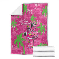 Aloha Hawaii Christmas Blanket Mele Kalikimaka Chill Flamingo Palaka Quilt Motifs - Polynesian Pride