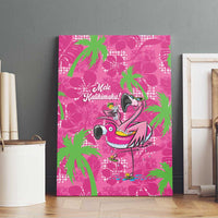 Aloha Hawaii Christmas Canvas Wall Art Mele Kalikimaka Chill Flamingo Palaka Quilt Motifs - Polynesian Pride