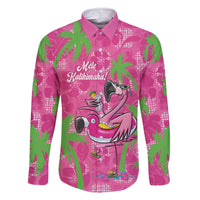 Aloha Hawaii Christmas Family Matching Off The Shoulder Long Sleeve Dress and Hawaiian Shirt Mele Kalikimaka Chill Flamingo Palaka Quilt Motifs - Polynesian Pride