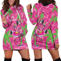 Aloha Hawaii Christmas Hoodie Dress Mele Kalikimaka Chill Flamingo Palaka Quilt Motifs - Polynesian Pride