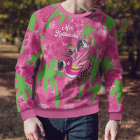 Aloha Hawaii Christmas Ugly Christmas Sweater Mele Kalikimaka Chill Flamingo Palaka Quilt Motifs - Polynesian Pride