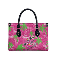 Aloha Hawaii Christmas Leather Bag Mele Kalikimaka Chill Flamingo Palaka Quilt Motifs - Polynesian Pride