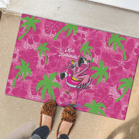 Aloha Hawaii Christmas Rubber Doormat Mele Kalikimaka Chill Flamingo Palaka Quilt Motifs - Polynesian Pride
