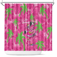Aloha Hawaii Christmas Shower Curtain Mele Kalikimaka Chill Flamingo Palaka Quilt Motifs - Polynesian Pride