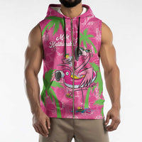 Aloha Hawaii Christmas Sleeveless Zip Hoodie Mele Kalikimaka Chill Flamingo Palaka Quilt Motifs LT14