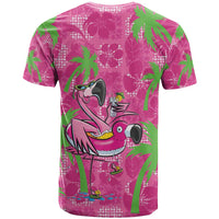 Aloha Hawaii Christmas T Shirt Mele Kalikimaka Chill Flamingo Palaka Quilt Motifs - Polynesian Pride
