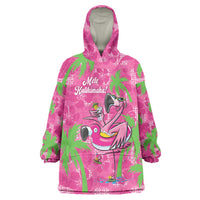 Aloha Hawaii Christmas Wearable Blanket Hoodie Mele Kalikimaka Chill Flamingo Palaka Quilt Motifs - Polynesian Pride