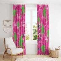 Aloha Hawaii Christmas Window Curtain Mele Kalikimaka Chill Flamingo Palaka Quilt Motifs - Polynesian Pride