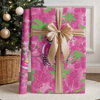 Aloha Hawaii Christmas Wrapping Paper Mele Kalikimaka Chill Flamingo Palaka Quilt Motifs - Polynesian Pride