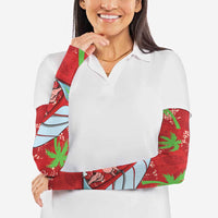 Aloha Hawaii Christmas Arm Sleeves Mele Kalikimaka Windsurfing Santa Palaka Quilt Motifs - Polynesian Pride