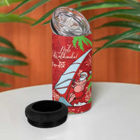 Aloha Hawaii Christmas 4 in 1 Can Cooler Tumbler Mele Kalikimaka Windsurfing Santa Palaka Quilt Motifs - Polynesian Pride