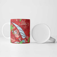 Aloha Hawaii Christmas Ceramic Mug Mele Kalikimaka Windsurfing Santa Palaka Quilt Motifs - Polynesian Pride