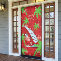Aloha Hawaii Christmas Door Cover Mele Kalikimaka Windsurfing Santa Palaka Quilt Motifs - Polynesian Pride