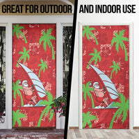 Aloha Hawaii Christmas Door Cover Mele Kalikimaka Windsurfing Santa Palaka Quilt Motifs - Polynesian Pride