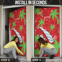 Aloha Hawaii Christmas Door Cover Mele Kalikimaka Windsurfing Santa Palaka Quilt Motifs - Polynesian Pride