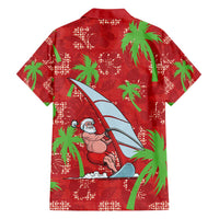 Aloha Hawaii Christmas Family Matching Long Sleeve Bodycon Dress and Hawaiian Shirt Mele Kalikimaka Windsurfing Santa Palaka Quilt Motifs - Polynesian Pride