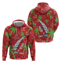 Aloha Hawaii Christmas Hoodie Mele Kalikimaka Windsurfing Santa Palaka Quilt Motifs - Polynesian Pride