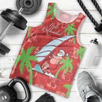 Aloha Hawaii Christmas Men Tank Top Mele Kalikimaka Windsurfing Santa Palaka Quilt Motifs - Polynesian Pride