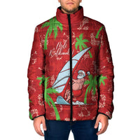 Aloha Hawaii Christmas Padded Jacket Mele Kalikimaka Windsurfing Santa Palaka Quilt Motifs - Polynesian Pride