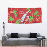 Aloha Hawaii Christmas Tapestry Mele Kalikimaka Windsurfing Santa Palaka Quilt Motifs - Polynesian Pride