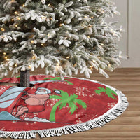 Aloha Hawaii Christmas Tree Skirt Mele Kalikimaka Windsurfing Santa Palaka Quilt Motifs - Polynesian Pride