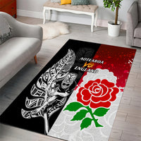 New Zealand And England Rugby Area Rug 2023 World Cup All Black Combine Red Roses LT14 - Polynesian Pride