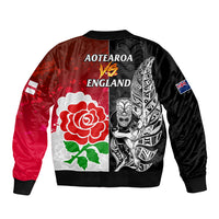 New Zealand And England Rugby Bomber Jacket 2023 World Cup All Black Combine Red Roses LT14 - Polynesian Pride