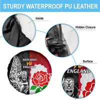 New Zealand And England Rugby Spare Tire Cover 2023 World Cup All Black Combine Red Roses LT14 - Polynesian Pride