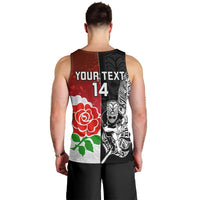 Custom New Zealand And England Rugby Men Tank Top 2023 World Cup All Black Combine Red Roses LT14 - Polynesian Pride