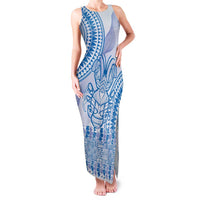 Niue Language Week Family Matching Tank Maxi Dress and Hawaiian Shirt The Rock Coconut Crab - Siapo Blue Pastel