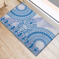 Niue Language Week Rubber Doormat The Rock Coconut Crab - Siapo Blue Pastel