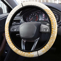 Niue Language Week Steering Wheel Cover The Rock Coconut Crab - Siapo Gold Pastel LT14 - Polynesian Pride