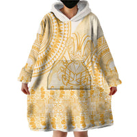 Niue Language Week Wearable Blanket Hoodie The Rock Coconut Crab - Siapo Gold Pastel