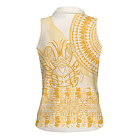 Niue Language Week Women Sleeveless Polo Shirt The Rock Coconut Crab - Siapo Gold Pastel
