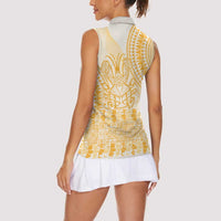 Niue Language Week Women Sleeveless Polo Shirt The Rock Coconut Crab - Siapo Gold Pastel