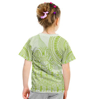 Lime Green Niue Language Week Kid T Shirt The Rock Coconut Crab - Siapo Pattern