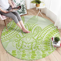 Lime Green Niue Language Week Round Carpet The Rock Coconut Crab - Siapo Pattern