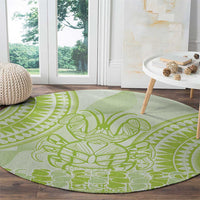 Lime Green Niue Language Week Round Carpet The Rock Coconut Crab - Siapo Pattern